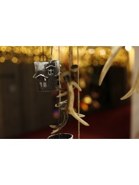 PHOTOPHORE A SUSP METAL AV VERRE  DIA 7CM HT 8CM