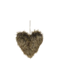 COEUR FOURRURE BRUN A SUSP 15CM X 15CM