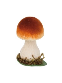 CHAMPIGNON BRUN BLANC SUR SOCLE MOUSSE 10CM X 8CM X 13CM