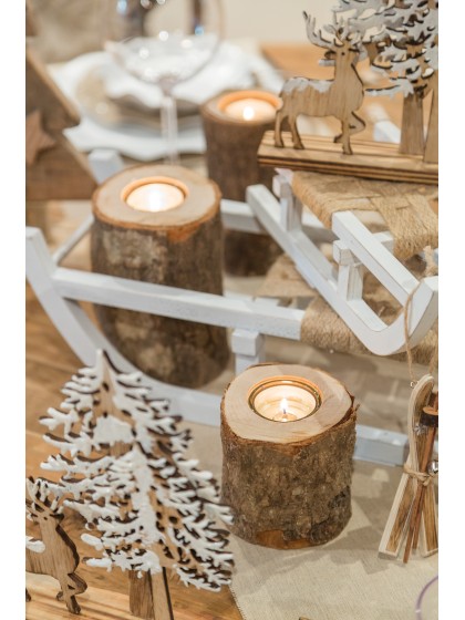 TRUNK CANDLE HOLDER WITH GLASS DIA 6/7CM X 6CM