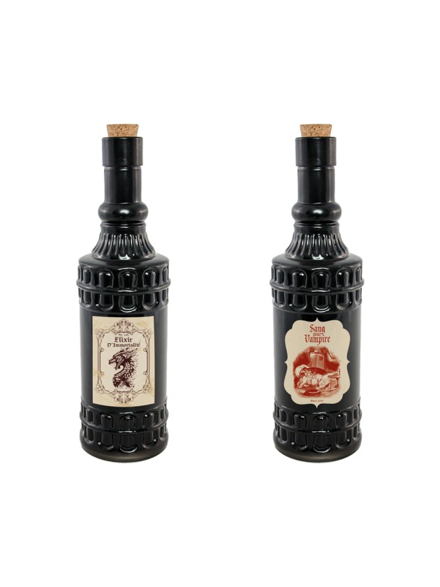 FLASCHE GLAS HALLOWEEN - 2 SORT. DIA 6.5CM X 23CM