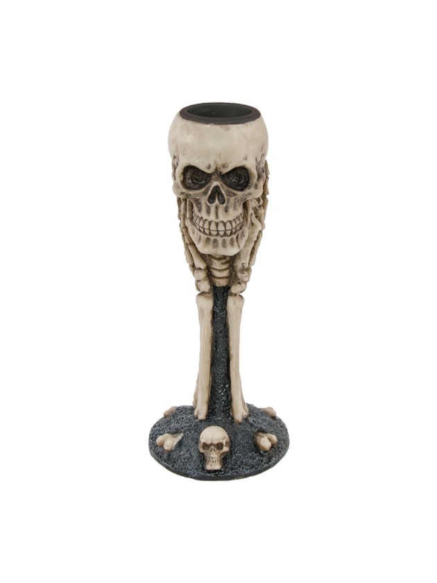 RESIN SKULL CANDLE HOLDER DIA 5CM X 12.5CM