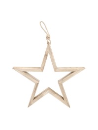 NATURAL WOODEN STAR TO HANG 32CM