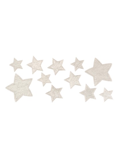 SET 11 SILVER ADHESIVE GLITTERED STARS ASSORT 