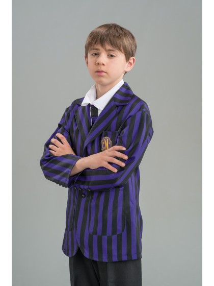 WEDNESDAY © BOY SCHOOL UNIFORM BLACK / VIOLET 3 PIECES 140CM