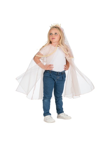 CAPE DE PRINCESSE ROSE AVEC SERRE TETE TU - 75CM