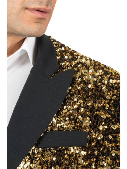 VESTE VELOURS NOIR ET SEQUINS OR M