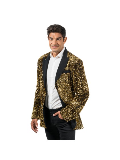 VESTE VELOURS NOIR ET SEQUINS OR XL