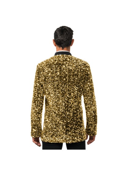 BLACK VELVET JACKET WITH GOLDEN SEQUINS XL