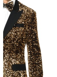 VESTE VELOURS NOIR ET SEQUINS BRONZE L