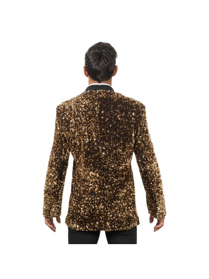 BLACK VELVET JACKET WITH BRONZE SEQUINS XL
