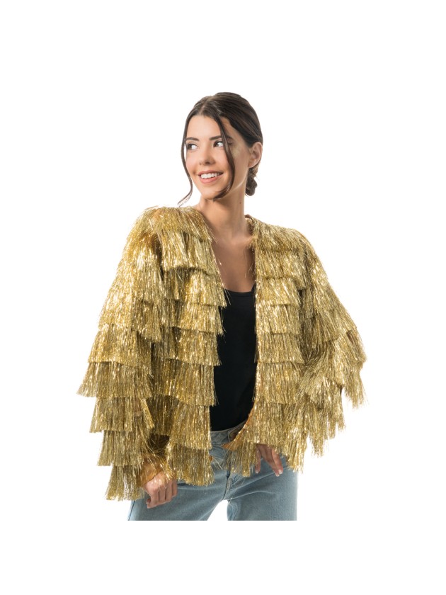VESTE SCINTILLANTE A FRANGES OR L
