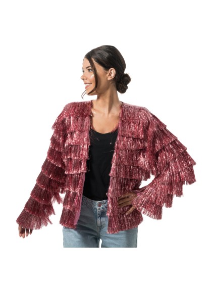 JACKE GLITZERND FRANSENS ROSA XL