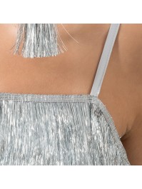 KLEID GLITZERND FRANSENS SILBER L