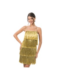 KLEID GLITZERND FRANSENS GOLD M