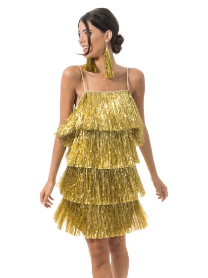 ROBE SCINTILLANTE A FRANGES OR M