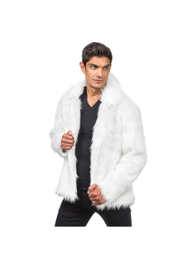 WHITE FAKE FUR JACKET XXL
