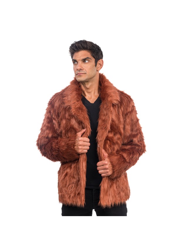 BROWN FAKE FUR JACKET M