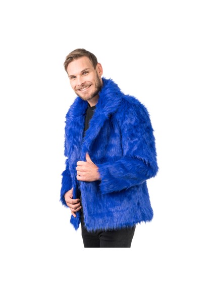 MANTEL KUNSTFELL BLAU XL