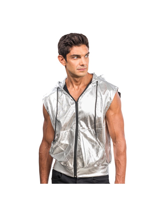 JACKE OHNE MANCHE KAPUZE SILBER M