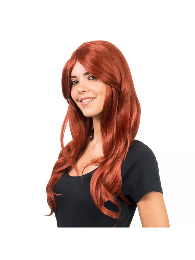 PERÜCKE SIENNA HAAR LONGS ROTBLOND DUNKEL AUBURN MIT FRANSEN VORHANG 68CM