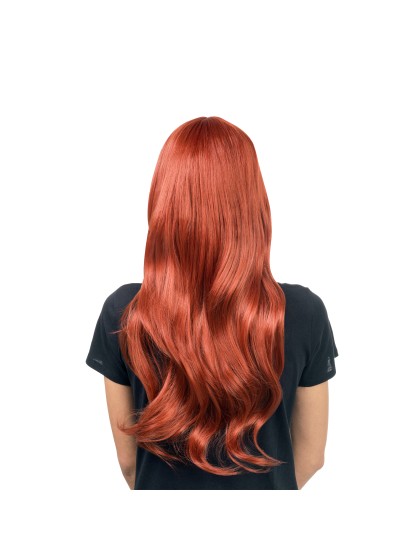 PERÜCKE SIENNA HAAR LONGS ROTBLOND DUNKEL AUBURN MIT FRANSEN VORHANG 68CM