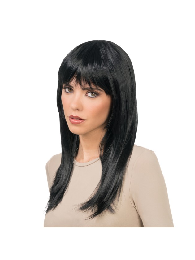 RIHANNA LONG BLACK STRAIGHT HAIR WIG WITH FRINGE 58CM