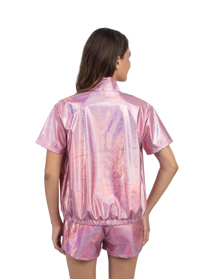 SET JACKE UND SHORT SCHILLERND ROSA 2 TEILE L