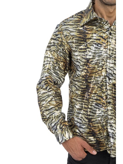 HEMD TIGER GOLD PAILLETTEN MANN XL