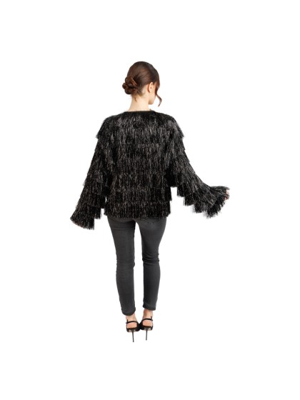 JACKE GLITZERND FRANSENS SCHWARZ L