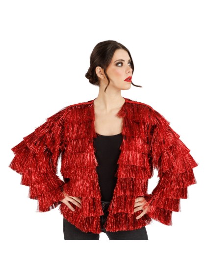 RED TINSEL JACKET S