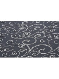 BLACK SILVER GLITTERED ORGANZA ARABESQUE TABLE RUNNER 36CM X 5M