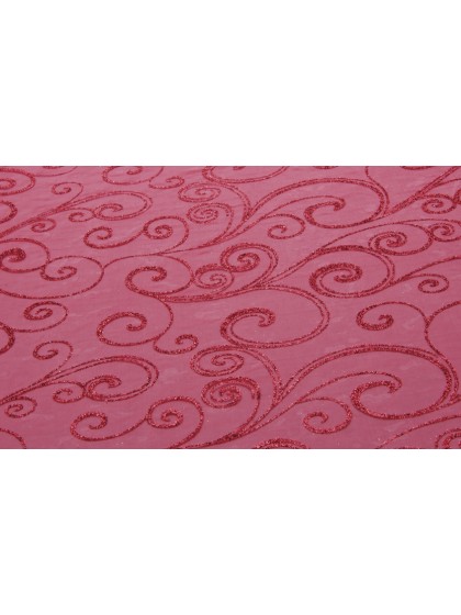 RED RED GLITTERED ORGANZA ARABESQUE TABLE RUNNER 36CM X 5M