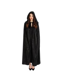 UMHANG KAPUZE SAMT SCHWARZ LUXUS 192CM