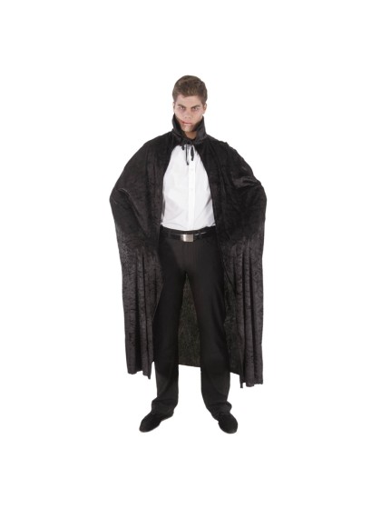 CAPE VAMPIRE VELOURS NOIR AVEC COL 140CM 