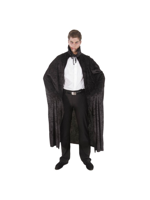 CAPE VAMPIRE VELOURS NOIR AVEC COL 140CM 