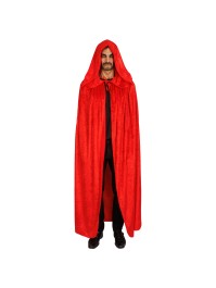 CAPE CAPUCHE VELOURS ROUGE LUXE 182CM