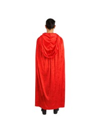 DELUXE RED VELVET HOODED CAPE 172CM