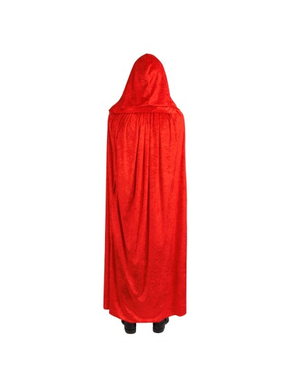 DELUXE RED VELVET HOODED CAPE 202CM