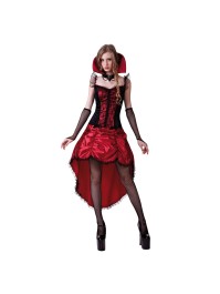 ROBE CABARET GOTHIQUE ROUGE 3 PIECES L