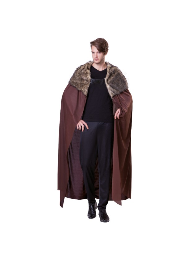 DELUXE BROWN KNIGHT CAPE WITH FUR  155CM