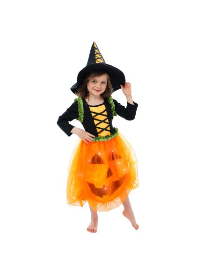 PUMPKIN WITCH WITH LED 2 PIECES 128CM