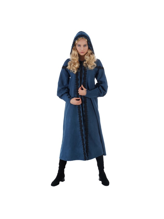 WOMAN BLUE HOODED CAPE ONE SIZE