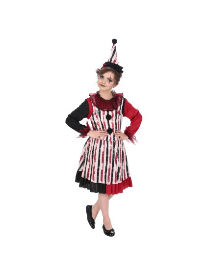 CLOWN SALOPETTE RAYEE ROBE FILLE 2 PIECES 116CM