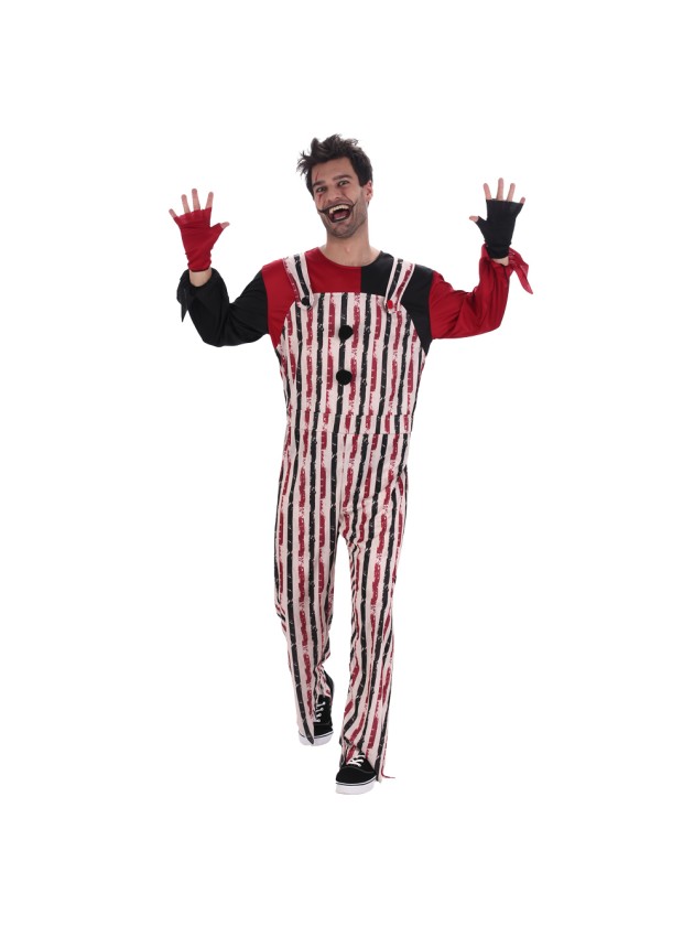 CLOWN LATZHOSE GESTREIFT MANN 2 TEILE M