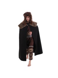 CAPE VIKING NOIRE SUPER LUXE FOURRURE TU