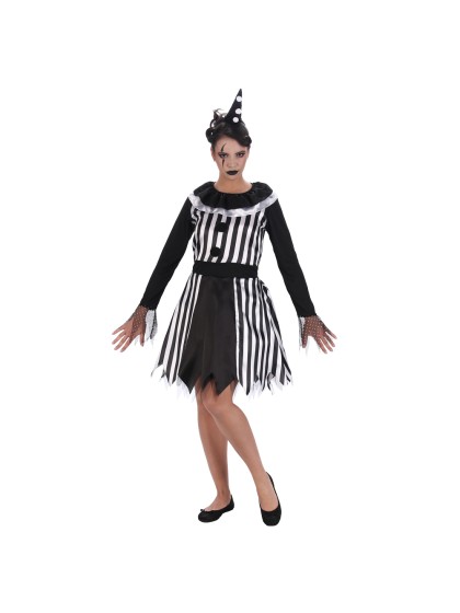 ROBE CLOWN FEMME NOIR ET BLANC 2 PIECES XS