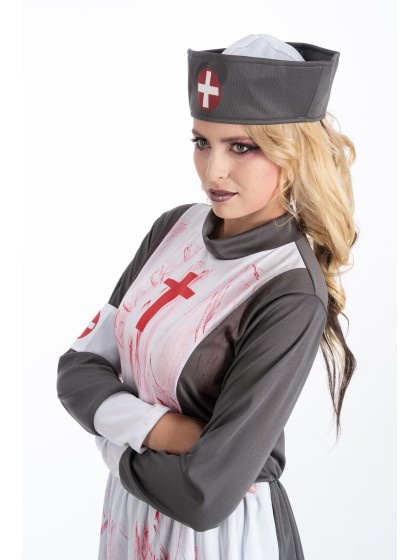 INFIRMIERE BLUTVERSCHMIERT LANG KLEID 3 TEILE L