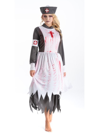 BLOODY NURSE LONG DRESS 3 PIECES L