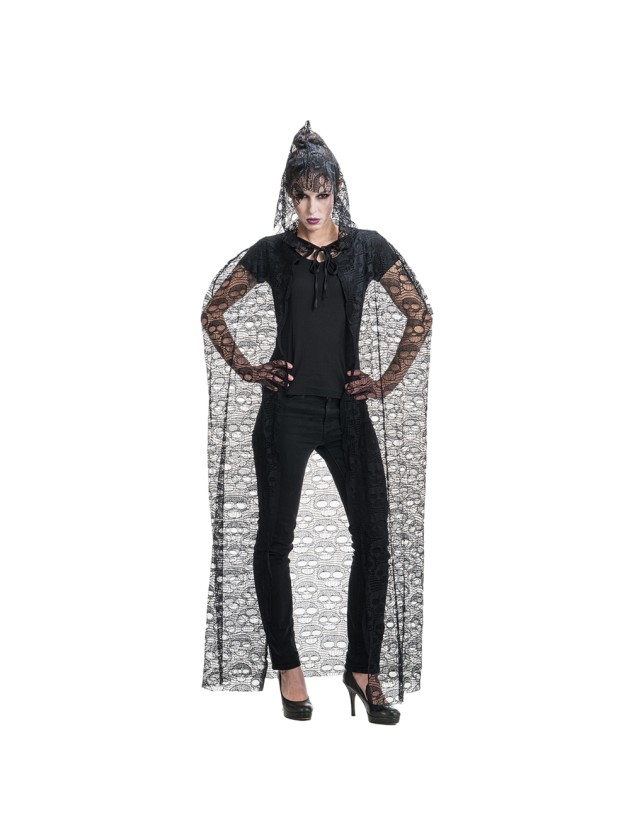 SKULL LACE CAPE 145CM 